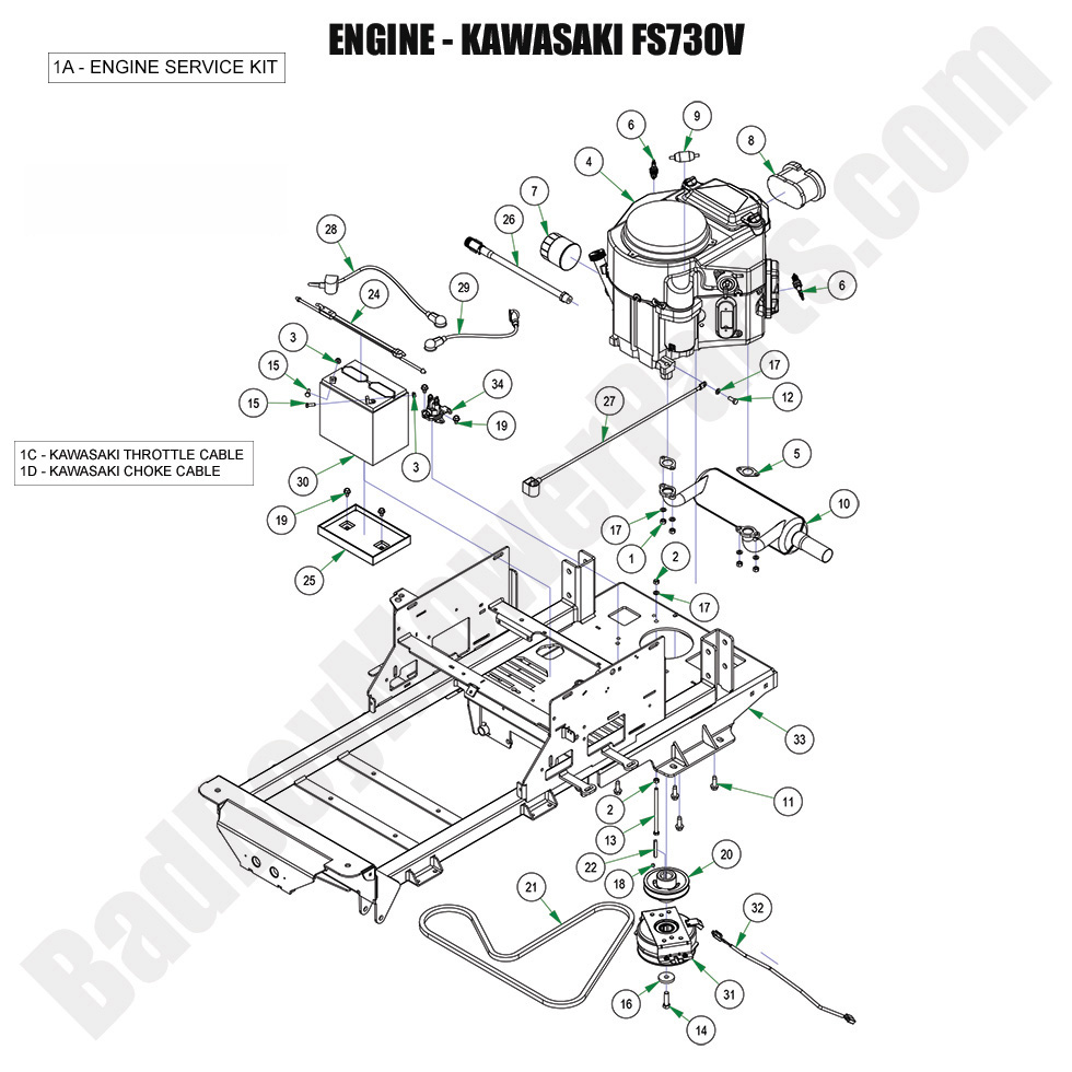 3342 - Bad Boy Mower Parts Lookup > 2024 > Maverick > Engine - Kawasaki FS730V